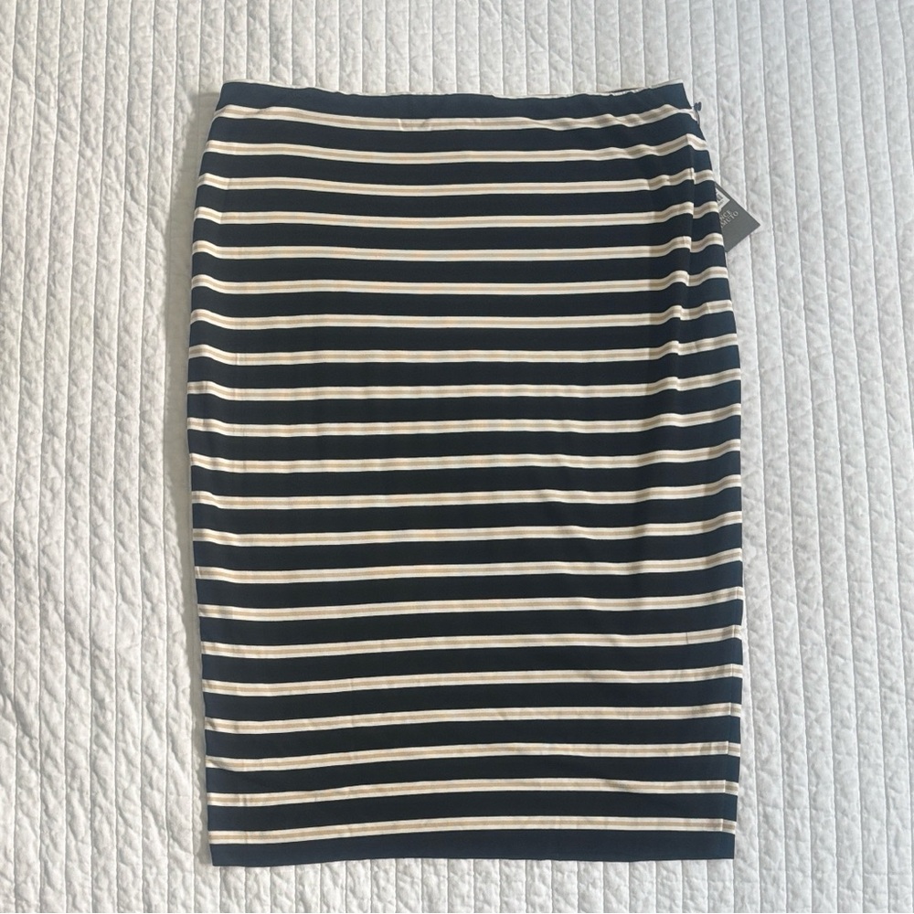 Vince Camuto Striped Black, White, Beige Women's Skirt